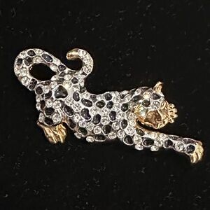 Vintage Roman Panther Rhinestone Encrusted Brooch